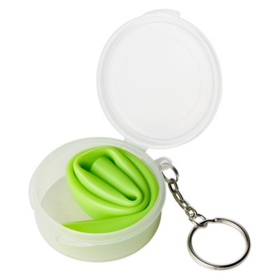 reusable colored silicone rubber drinking straw with case and keychain promotional straw